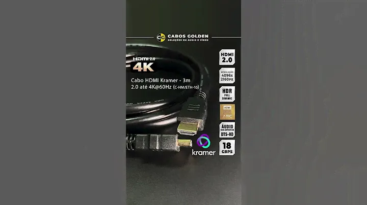 Cabo HDMI Kramer 2.0 até 4K @ 60Hz 4: 4: 4 C-HM/ETH-10