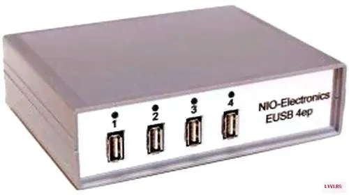 Концентратор USB Type A Nio-Electronics NIO-EUSB 4EP 4 x USB 2.0 RJ-45 серый-0